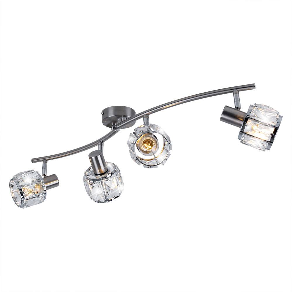 Chrom Decken Lampe Kristall Strahler schwenkbar Wohn Zimmer Glas Spot Leuchte