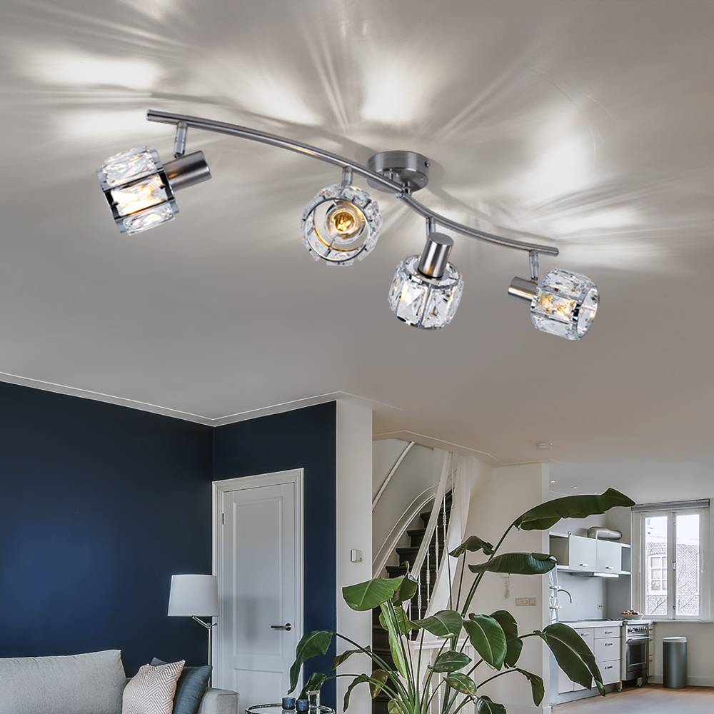 Chrom Decken Lampe Kristall Strahler schwenkbar Wohn Zimmer Glas Spot Leuchte