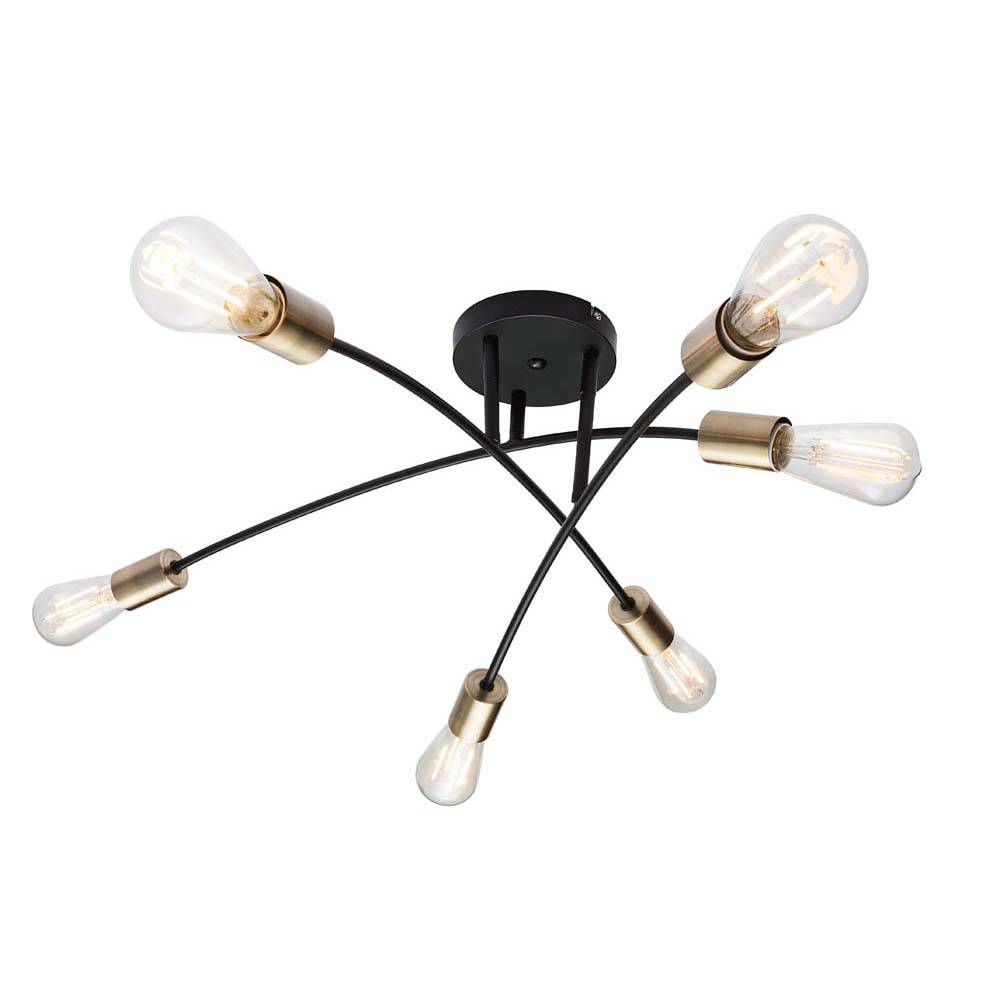 Design Decken Lampe Wohn Ess Zimmer Beleuchtung Messing antik Leuchte schwarz