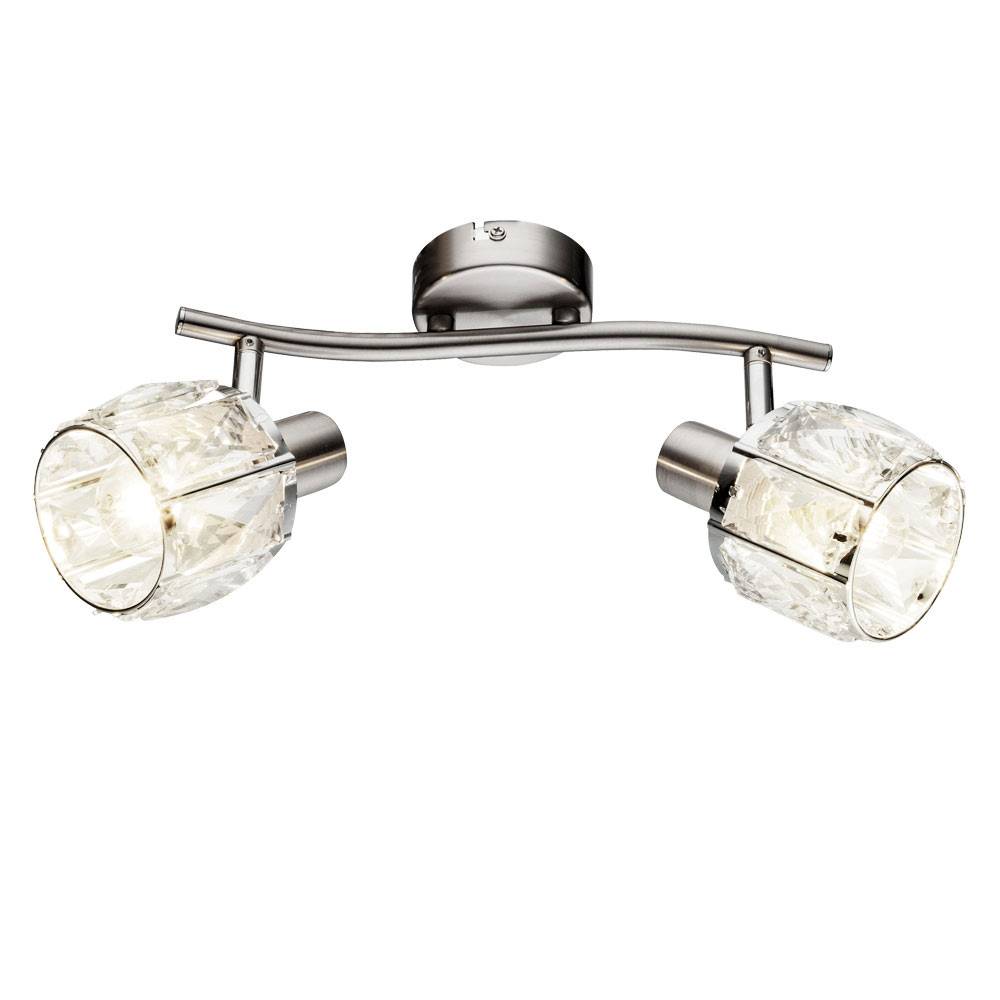 Decken Lampe Glas-Kristall Leuchte Spots verstellbar Wohn Schlaf Zimmer Chrom Strahler
