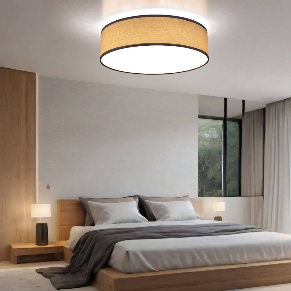 Smart Home Decken Lampe dimmbar Holz Optik Leuchte grau Alexa google im Set inkl RGB LED Leuchtmittel