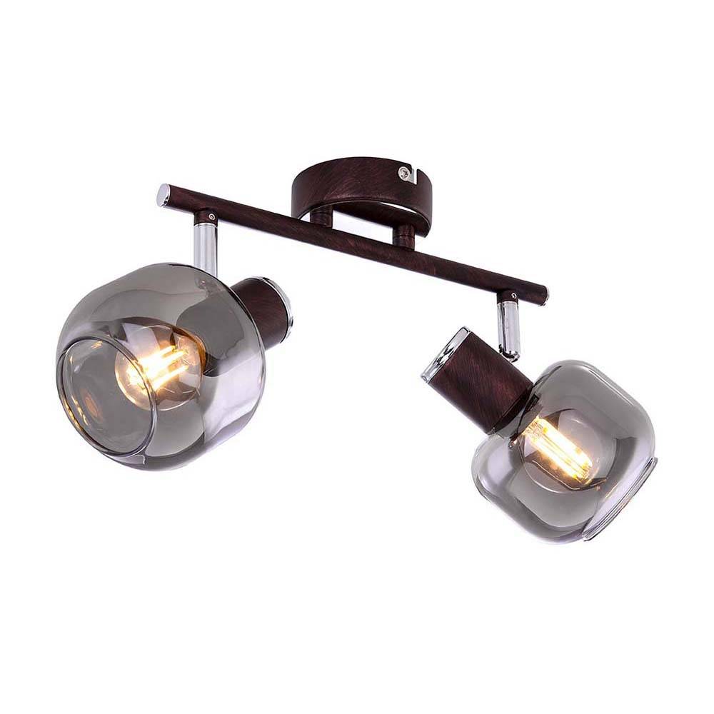 Decken Lampe Leuchte Metall Bronze Chrom Glas Spots Beweglich Wohn Schlaf Zimmer