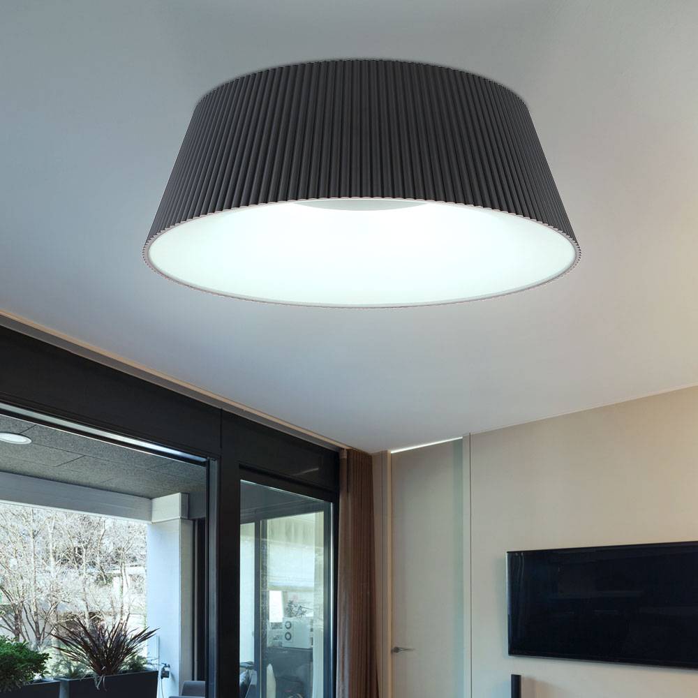 Wohnzimmerlampe Deckenleuchte modern Deckenlampe mit Fernbedienung LED Schlafzimmerlampe dimmbar, Memoryfunktion CCT Nachtlicht, Metall anthrazit