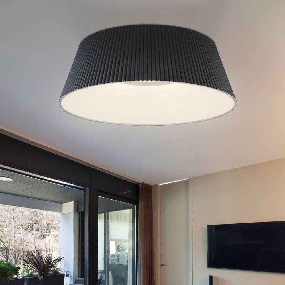 Wohnzimmerlampe Deckenleuchte modern Deckenlampe mit Fernbedienung LED Schlafzimmerlampe dimmbar, Memoryfunktion CCT Nachtlicht, Metall anthrazit