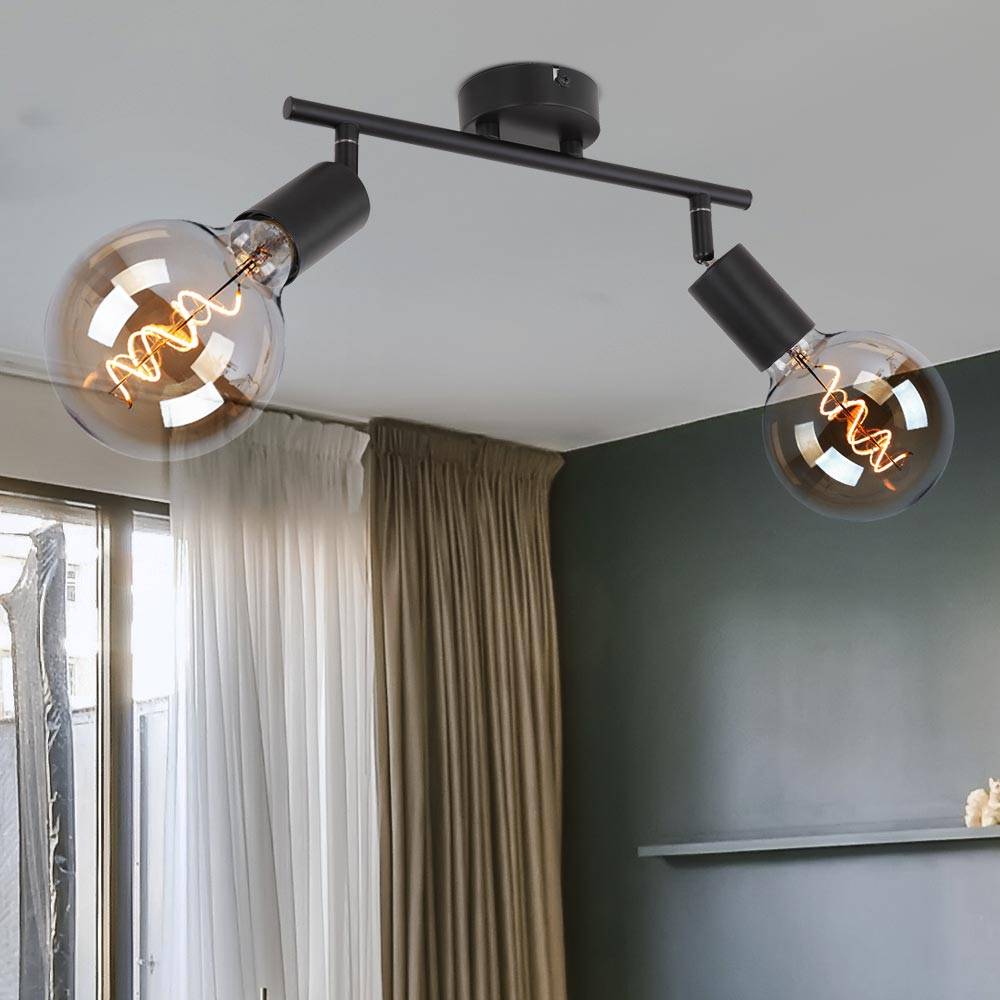 Deckenleuchte 2-Flammig Spotleuchte schwenkbar Deckenlampe Spotlampe schwarz, Metall, Fernbedienung dimmbar, 2x RGB LED 8,5W 806Lm warmweiß, LxBxH