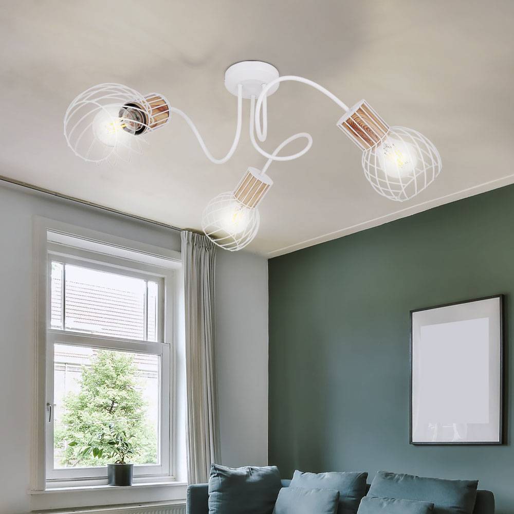 Deckenleuchte 3 Flammig Spotleuchte schwenkbar Deckenlampe Gitterschirme, Metall, 3x E27 Fassungen, DxH 60x24 cm