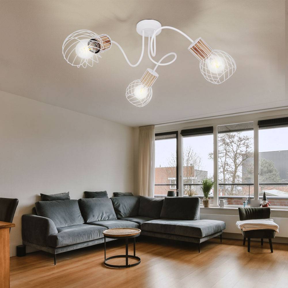 Deckenleuchte 3 Flammig Spotleuchte schwenkbar Deckenlampe Gitterschirme, Metall, 3x E27 Fassungen, DxH 60x24 cm