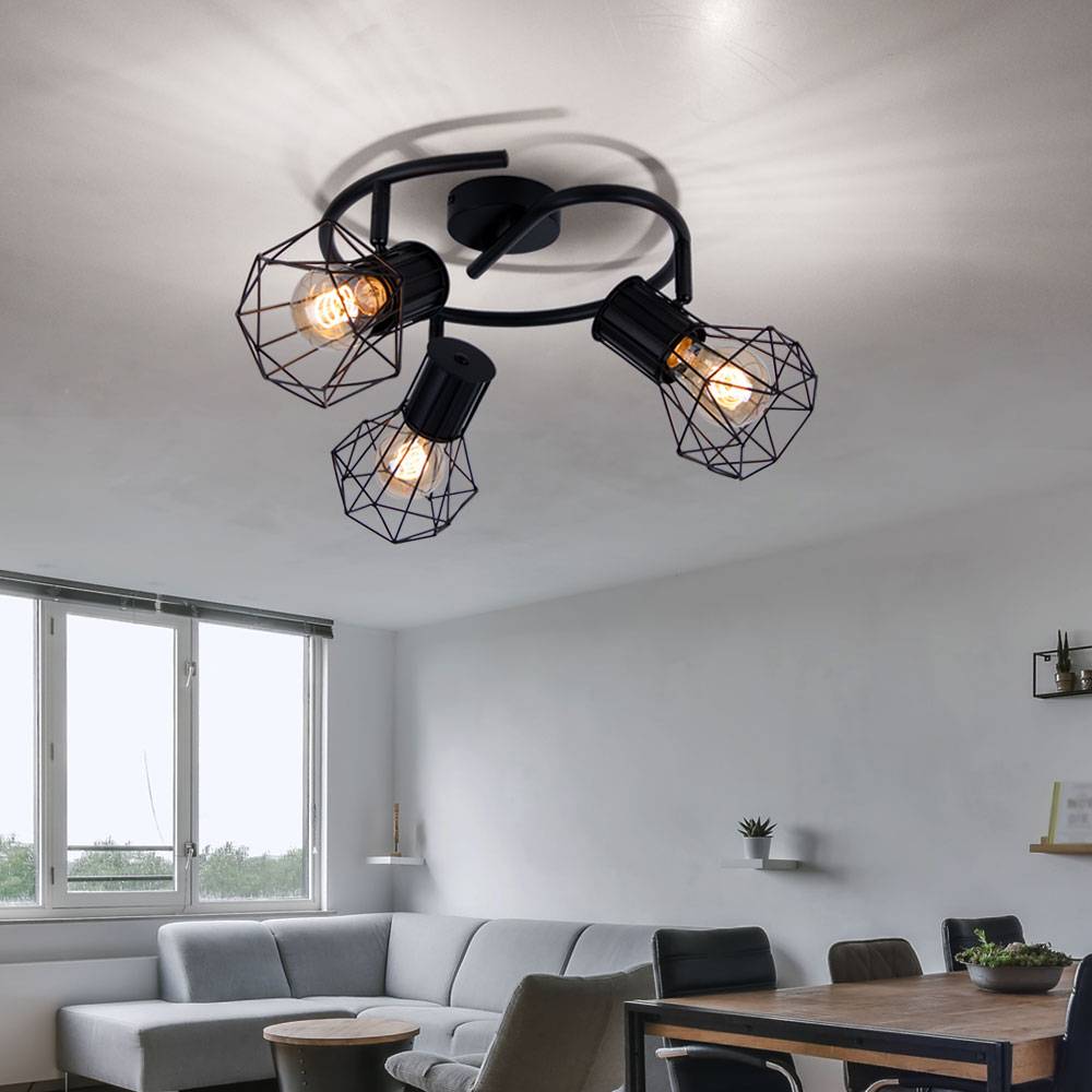 Spot Rondell Strahler verstellbar Käfig Decken Leuchte Wohn Zimmer Beleuchtung Gitter Lampe schwarz