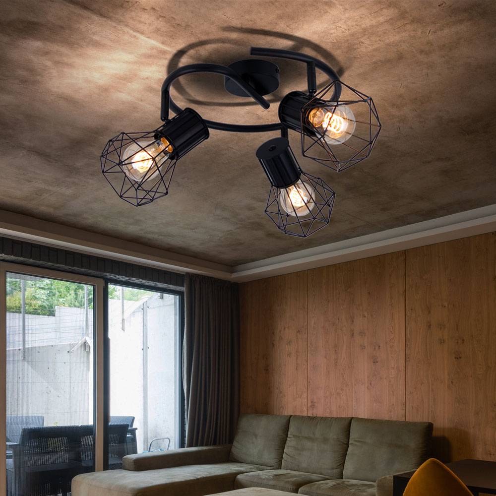 Spot Rondell Strahler verstellbar Käfig Decken Leuchte Wohn Zimmer Beleuchtung Gitter Lampe schwarz
