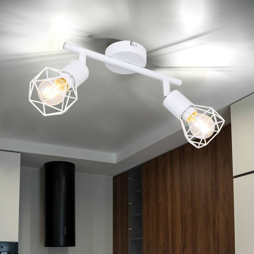 Retro Decken Strahler Lampe Käfig Spots schwenkbar Wohn Ess Zimmer Leuchte weiß