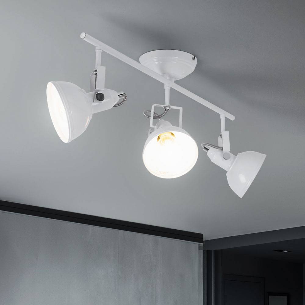 Deckenleuchte 3 Flammig dimmbar mit Fernbedienung weiß Deckenlampe 3 Strahler, RGB LED Farbwechsel Spots schwenkbar, Metall, 3x 3,5W 3x 320lm