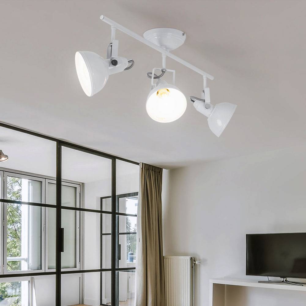 Deckenleuchte 3 Flammig dimmbar mit Fernbedienung weiß Deckenlampe 3 Strahler, RGB LED Farbwechsel Spots schwenkbar, Metall, 3x 3,5W 3x 320lm