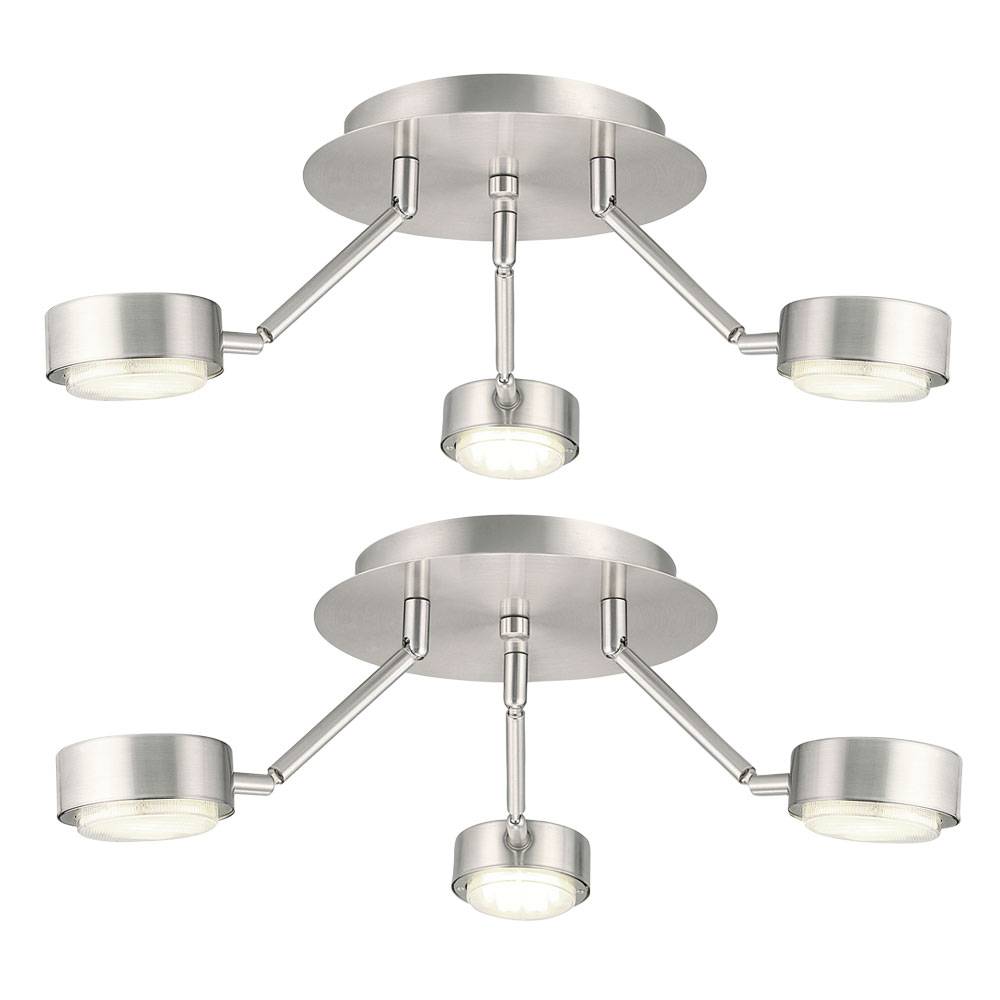 Deckenleuchte 3 Flammig Deckenlampe Strahler schwenkbar Spotleuchte beweglich, silber, 3x GX53, DxH 18,2x58 cm