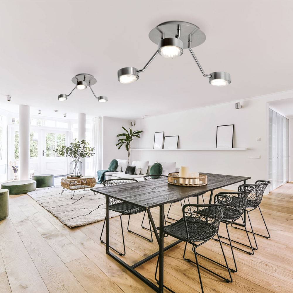 Deckenleuchte 3 Flammig Deckenlampe Strahler schwenkbar Spotleuchte beweglich, silber, 3x GX53, DxH 18,2x58 cm