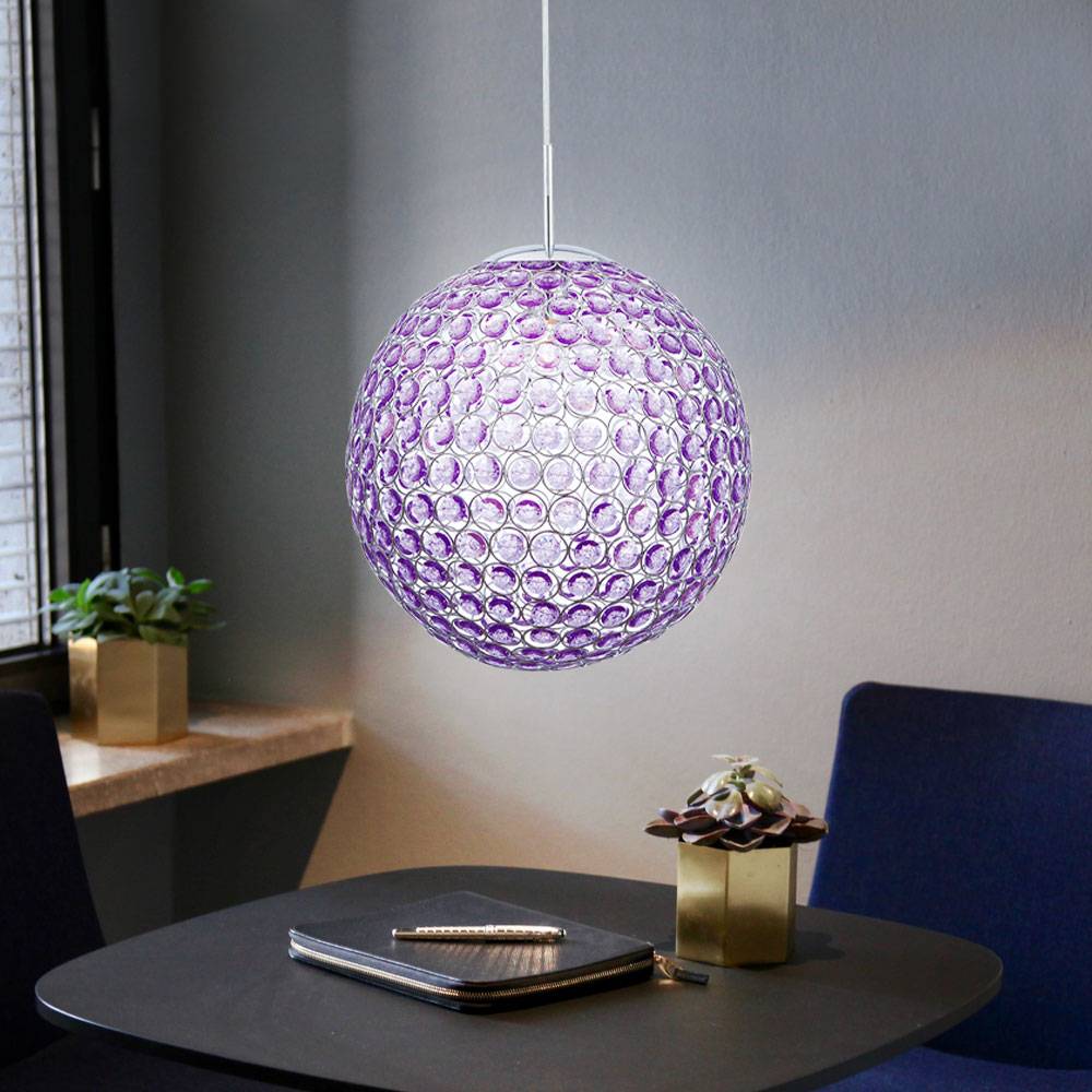 Decken Pendel Lampe Kristall Kugel Strahler Wohn Zimmer Beleuchtung Leuchte purple