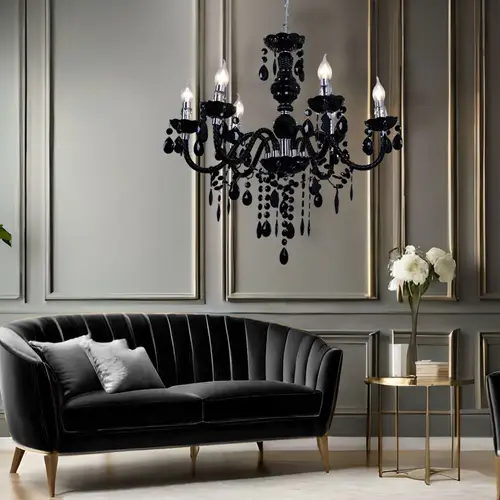 Hänge Leuchte Kronleuchter Decken Beleuchtung Luster schwarz im Set inklusive LED Leuchtmittel Hänge Leuchte Kronleuchter Decken Beleuchtung Luster schwarz im Set inklusive LED Leuchtmittel