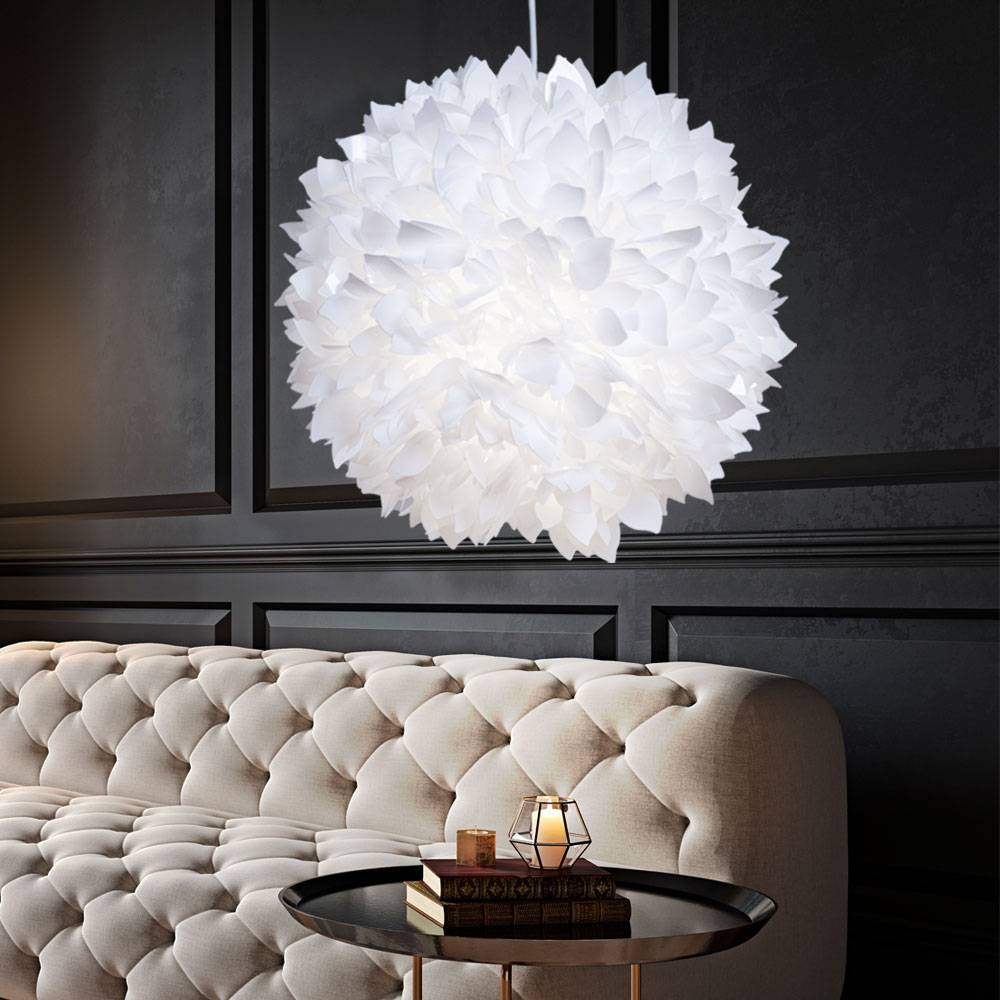 Pendel Hänge Decken Lampe Leuchte Blütenformen Flora Schirm weiß