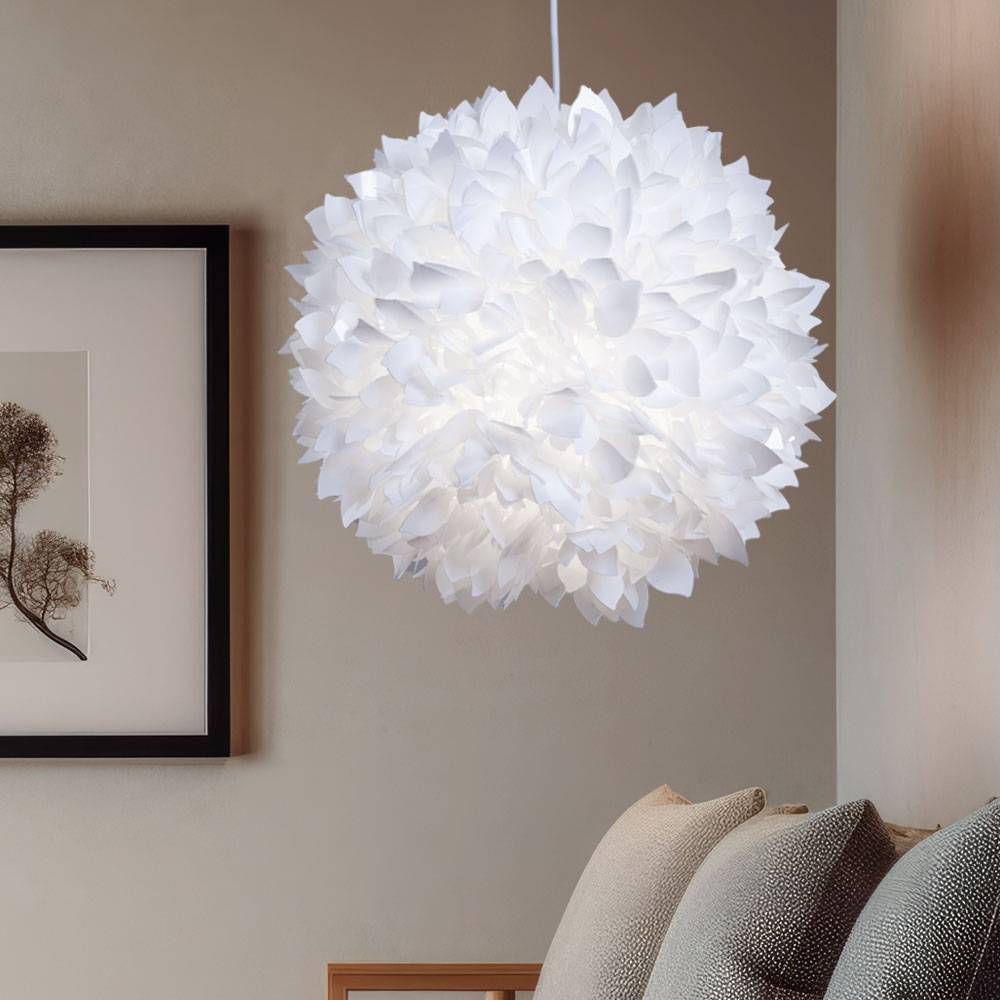 Pendel Hänge Decken Lampe Leuchte Blütenformen Flora Schirm weiß