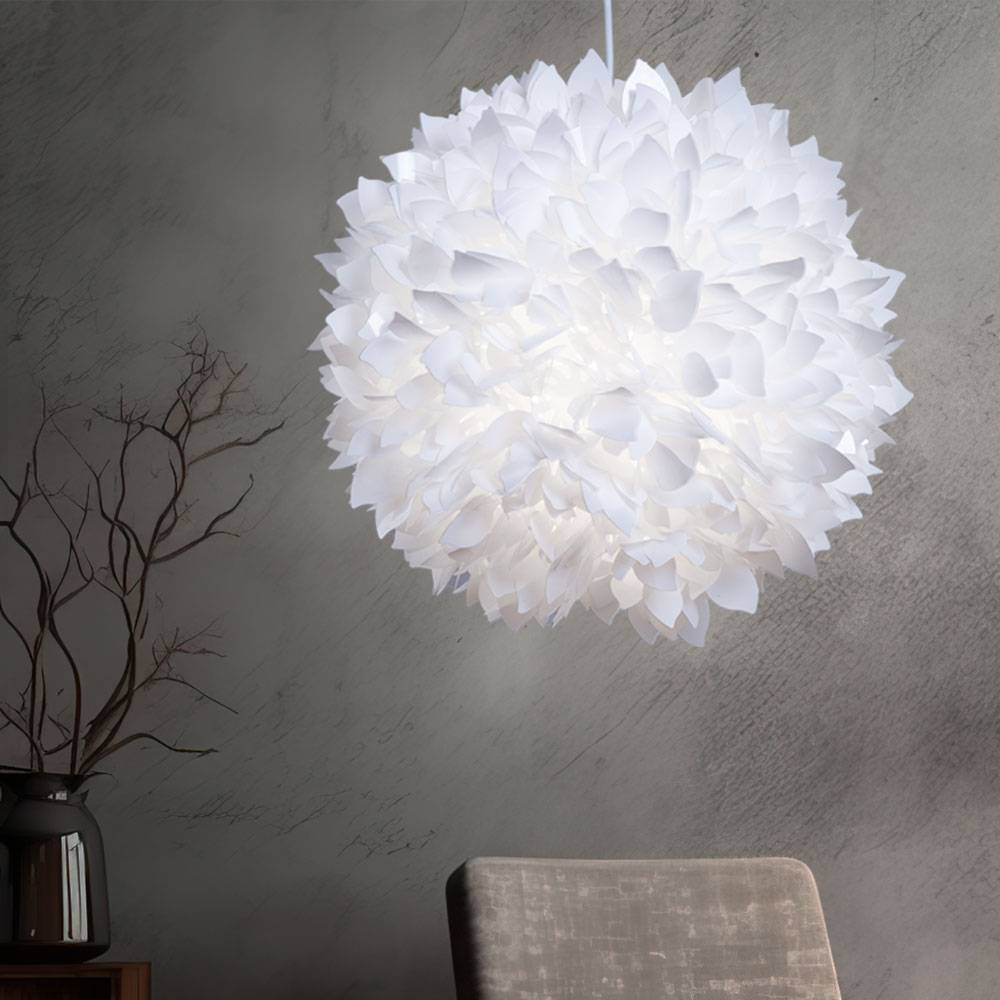 Pendel Hänge Decken Lampe Leuchte Blütenformen Flora Schirm weiß