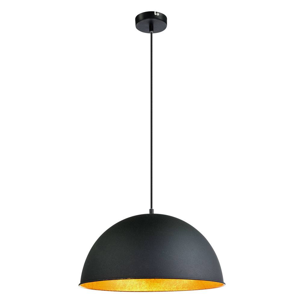 Hängelampe Hängeleuchte Pendelleuchte Esszimmerlampe Schirmleuchte, Metall schwarz goldfarben, 1x E27 Fassung, DxH 41x120cm