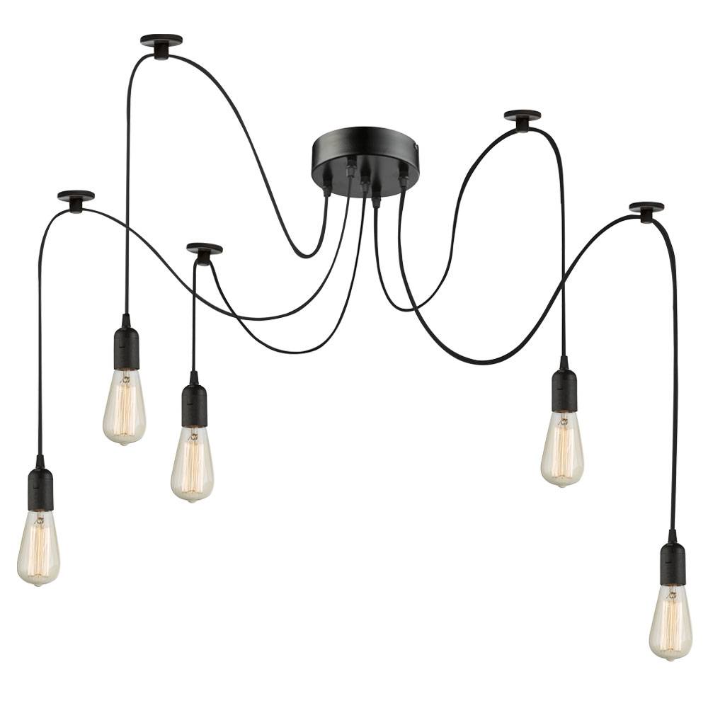 Design Pendel Leuchte Wohn Ess Zimmer Beleuchtung Textil Decken Hänge Lampe schwarz