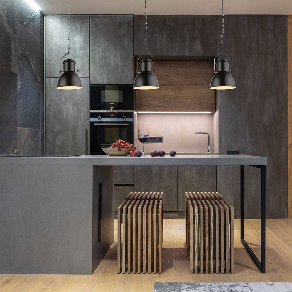 Hängeleuchte Lampe Pendelleuchte Lampe Wohnzimmerleuchte Schlafzimmer, Retro Metall schwarz, 1x E27 Fassung, DxH 27x120 cm