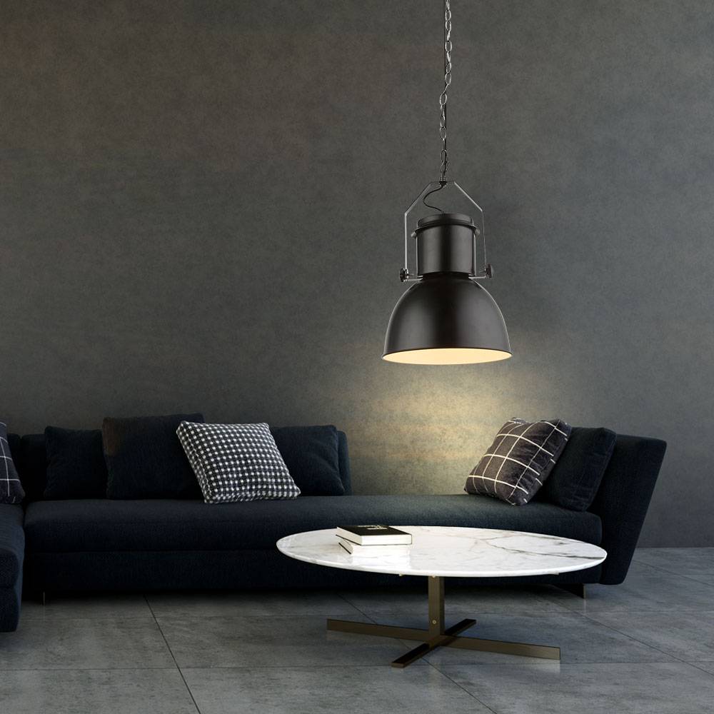 Hängeleuchte Lampe Pendelleuchte Lampe Wohnzimmerleuchte Schlafzimmer, Retro Metall schwarz, 1x E27 Fassung, DxH 27x120 cm