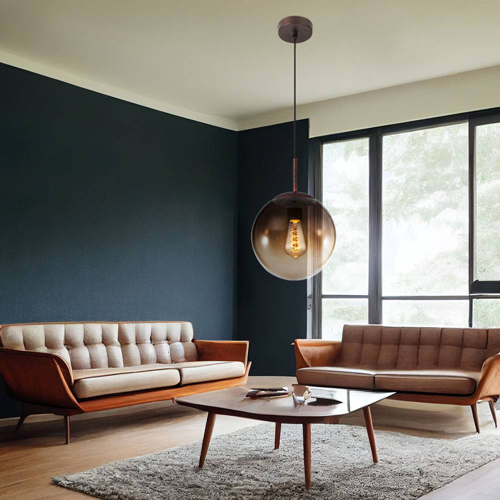 Design Pendel Decken Leuchte Wohn Ess Zimmer Glas Kugel Hänge Lampe Beleuchtung rund