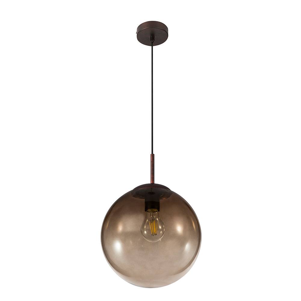 Hänge Pendel Leuchte Glas Design Lampe Decken Kugel braun amber Wohn Zimmer Beleuchtung