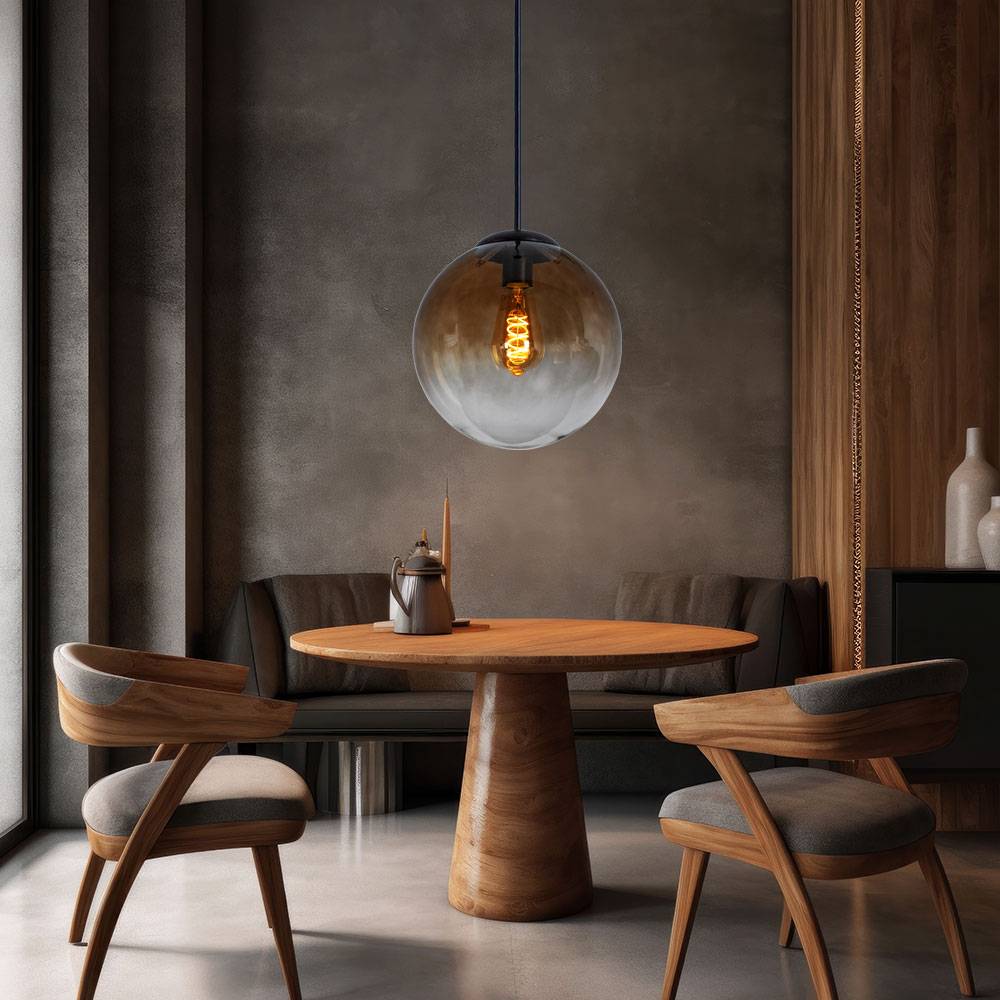 Glas Kugel Lampe dimmbar Decken Hänge Leuchte braun Fernbedienung im Set inkl. RGB LED Leuchtmittel