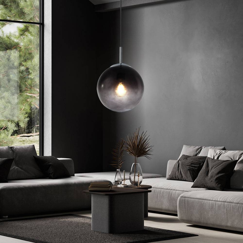 Kugel Design Pendel Decken Lampe Wohn Schlaf Zimmer Beleuchtung Glas Hänge Leuchte rauch