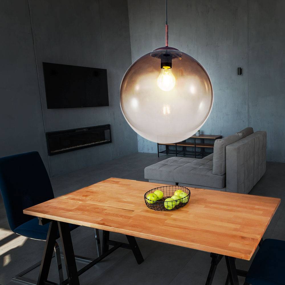 Pendel Lampe Hänge Decken Leuchte Schlaf Gäste Zimmer Kugel Glas Strahler