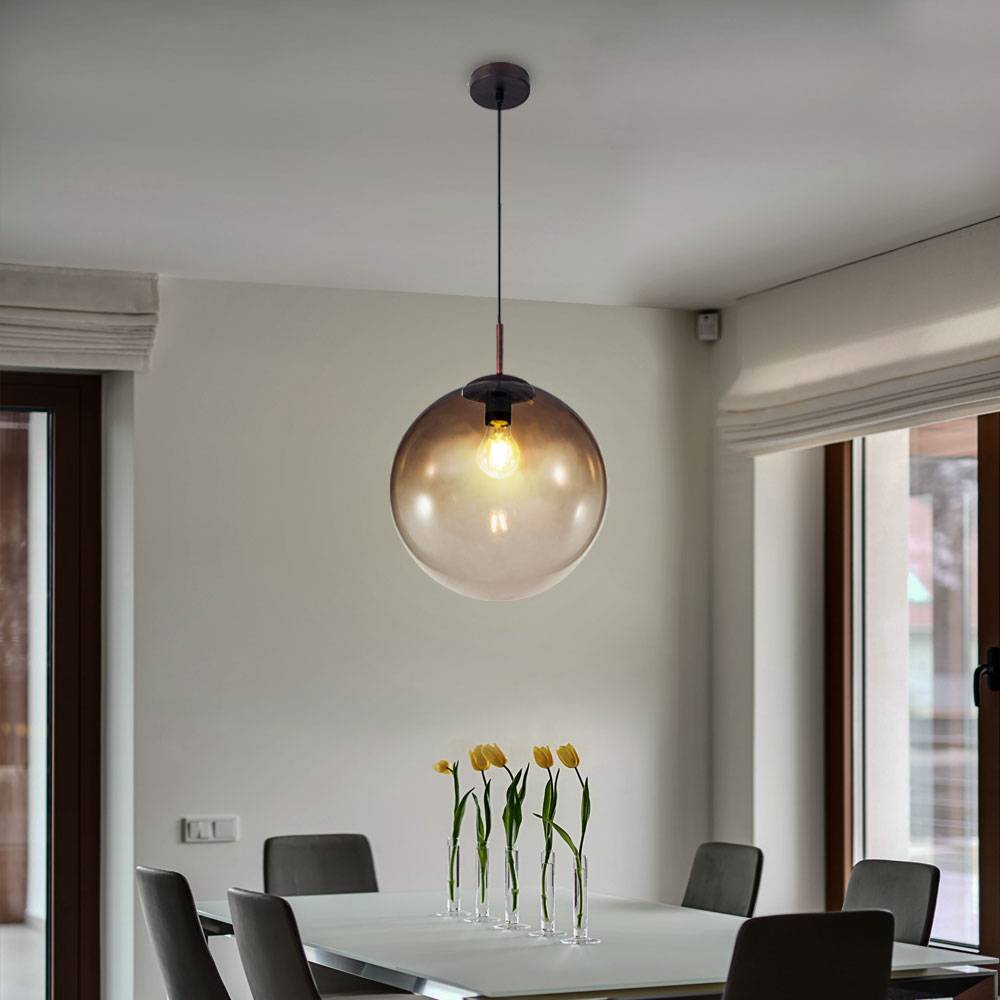 Pendel Lampe Hänge Decken Leuchte Schlaf Gäste Zimmer Kugel Glas Strahler