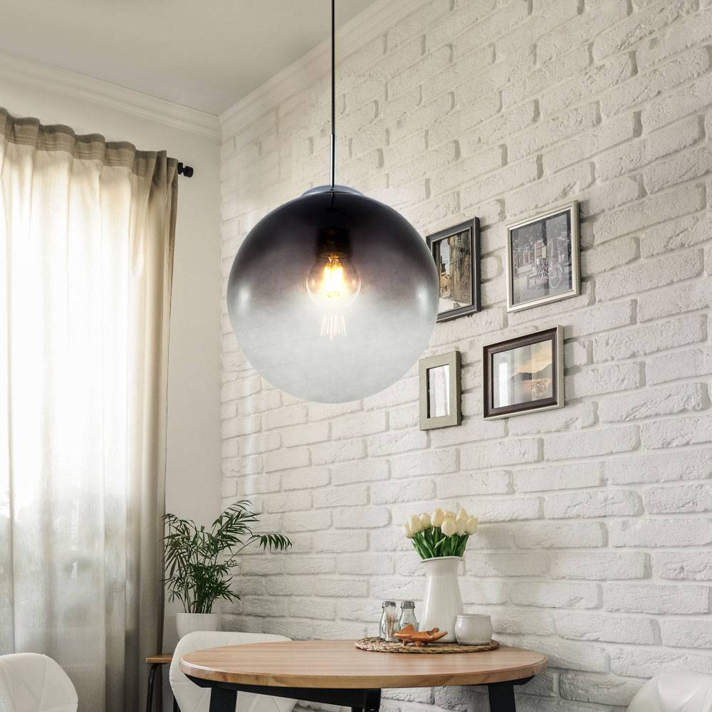 Pendel Decken Leuchte Schlaf Gäste Zimmer Glas Kugel Hänge Lampe Rauch