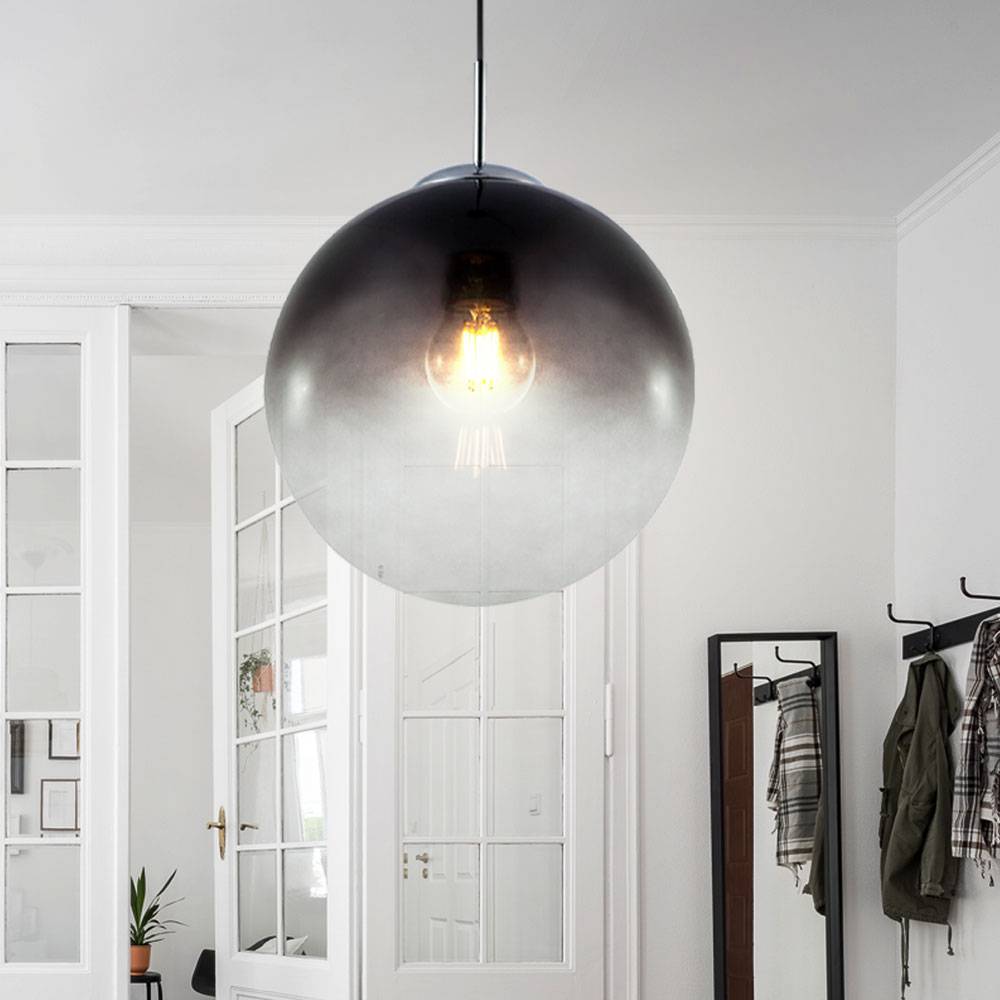 Pendel Decken Leuchte Schlaf Gäste Zimmer Glas Kugel Hänge Lampe Rauch