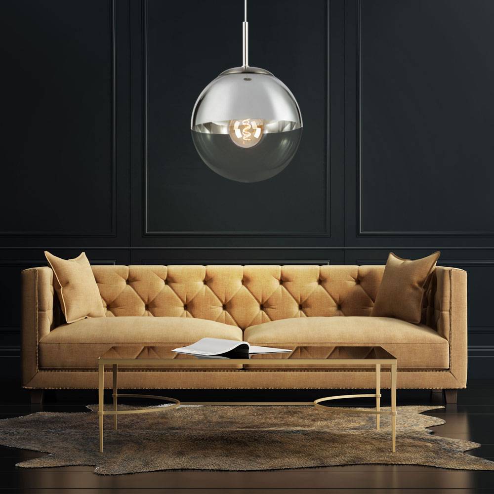 Design Decken Pendel Leuchte Wohn Zimmer Beleuchtung Glas Kugel Hänge Lampe chrom klar