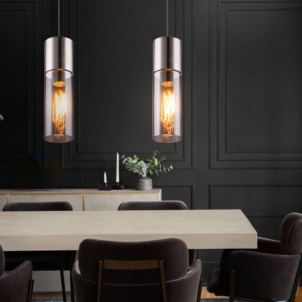 Design Pendel Decken Lampe Wohn Zimmer Beleuchtung Glas Hänge Leuchte rauch