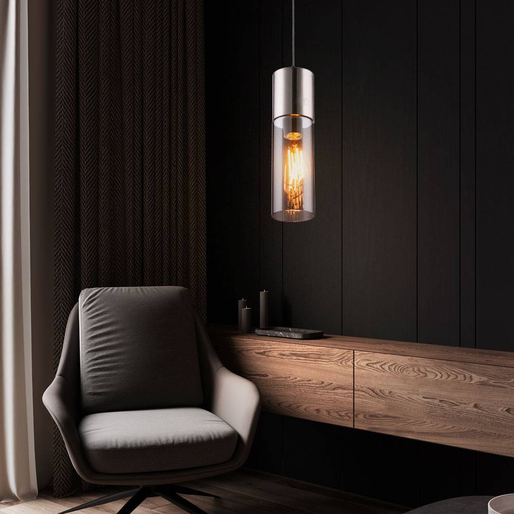 Design Pendel Decken Lampe Wohn Zimmer Beleuchtung Glas Hänge Leuchte rauch
