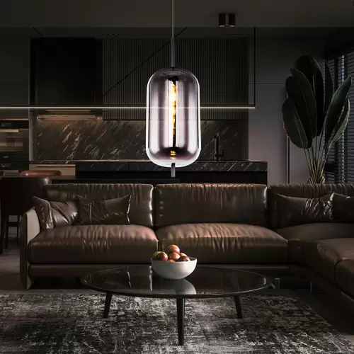 RETRO Hänge Leuchte Schlaf Gäste Zimmer Strahler Glas rauch Decken Pendel Lampe RETRO Hänge Leuchte Schlaf Gäste Zimmer Strahler Glas rauch Decken Pendel Lampe