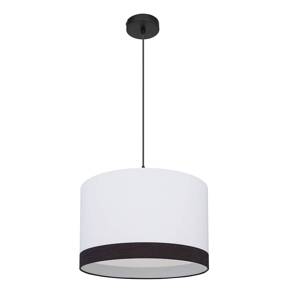 Hängelampe weiss Metall Deckenlampe Wohnzimmer hängend Modern Hängeleuchte weiss Esstisch, schwarz, 1x E27, DxH 38x120 cm