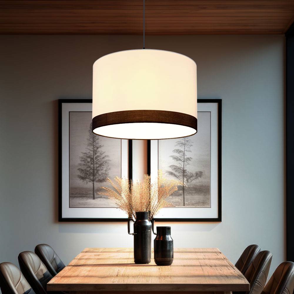 Hängelampe weiss Metall Deckenlampe Wohnzimmer hängend Modern Hängeleuchte weiss Esstisch, schwarz, 1x E27, DxH 38x120 cm