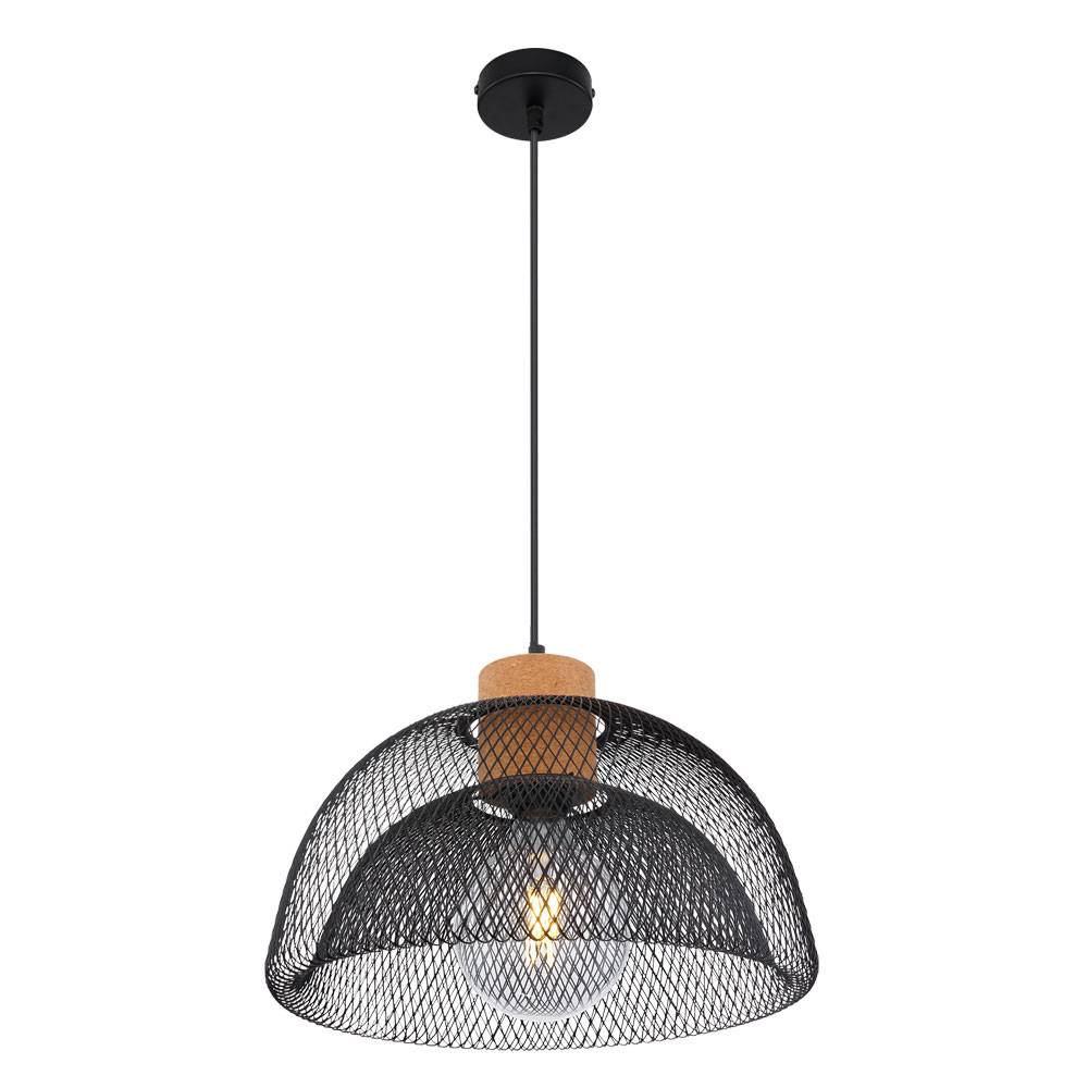Pendel Lampe Ess Zimmer Decken Geflecht Hänge Leuchte schwarz Gitter Kork
