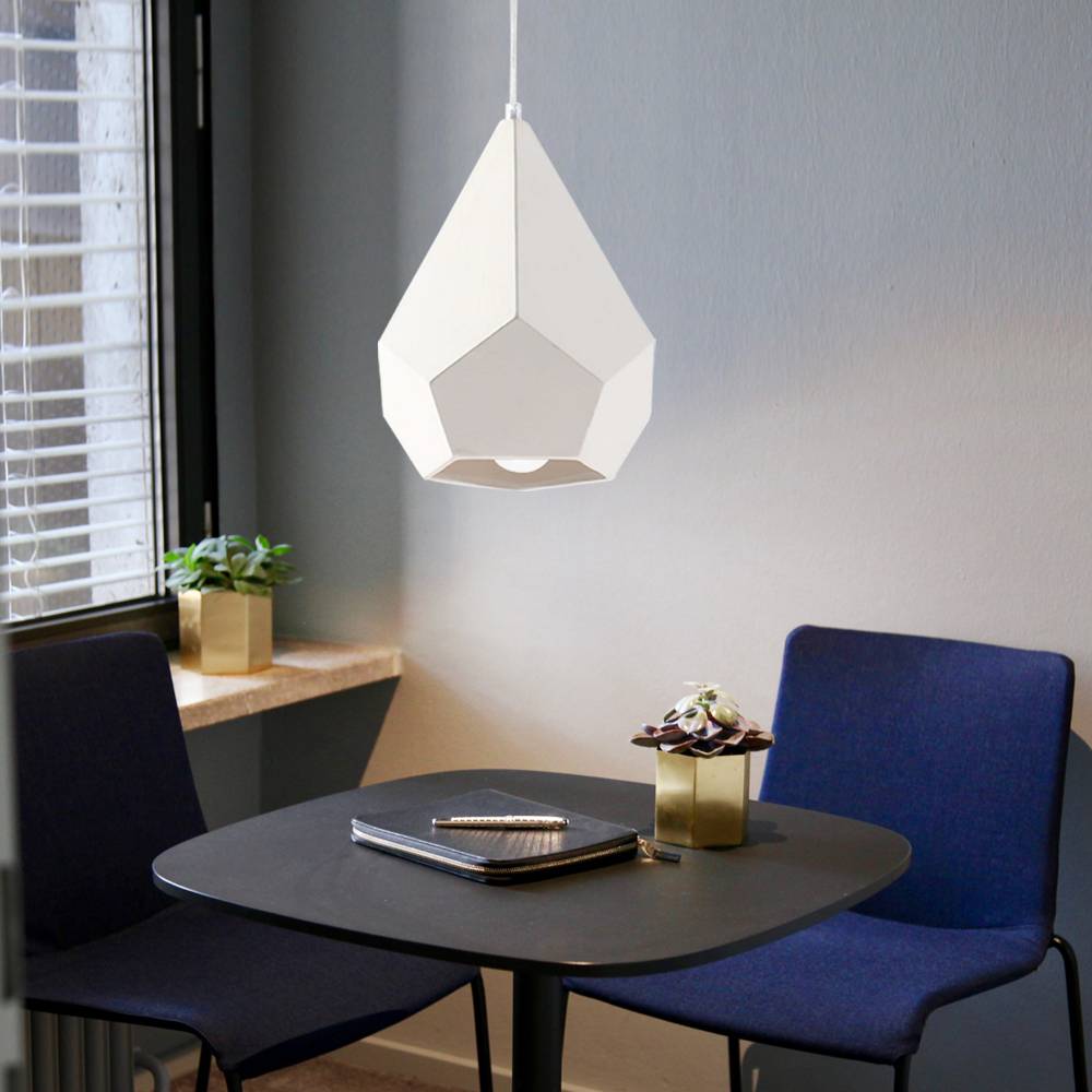 Pendellampe weiß Hängeleuchte weiß Landhaus Küchenlampen Hängelampe, Diamantform, selber gestalten, 1x E27, LxBxH 30x16,5x130 cm