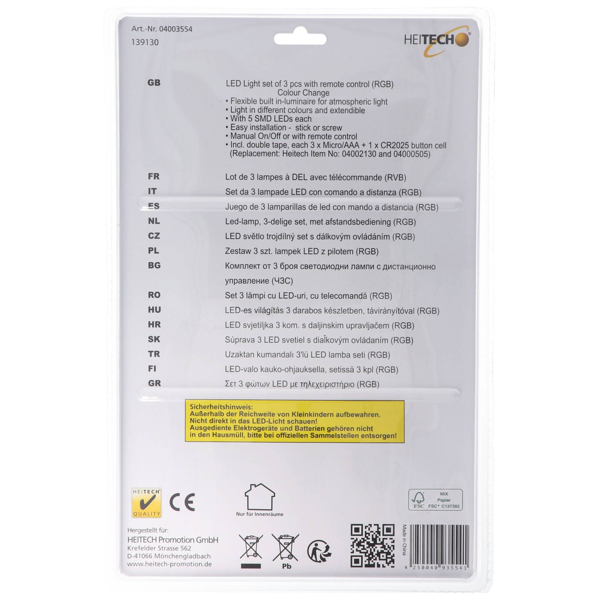 LED Licht 3er-Set mit Fernbedienung, flexible Unterbauleuchte mit Licht in verschiedenen Farben, inklusive 3x AAA Batter