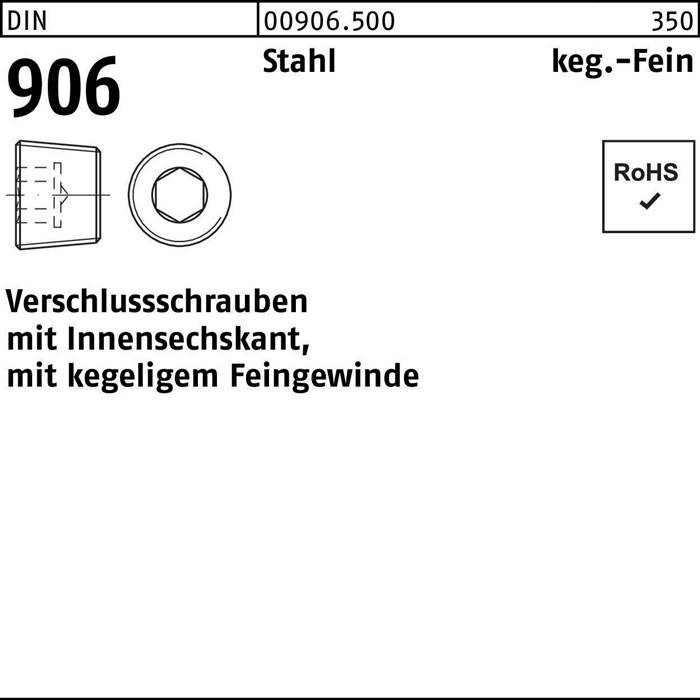 Verschlußschraube DIN 906 Innen-6kt M36x 2 Stahl 10 Stück
