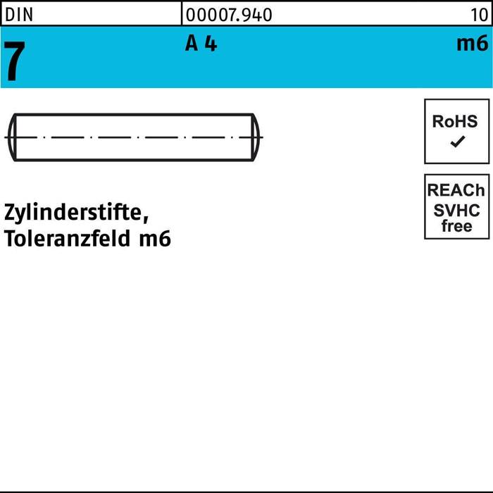 Zylinderstift DIN 7 16 m6x 50 A 4 10 Stück