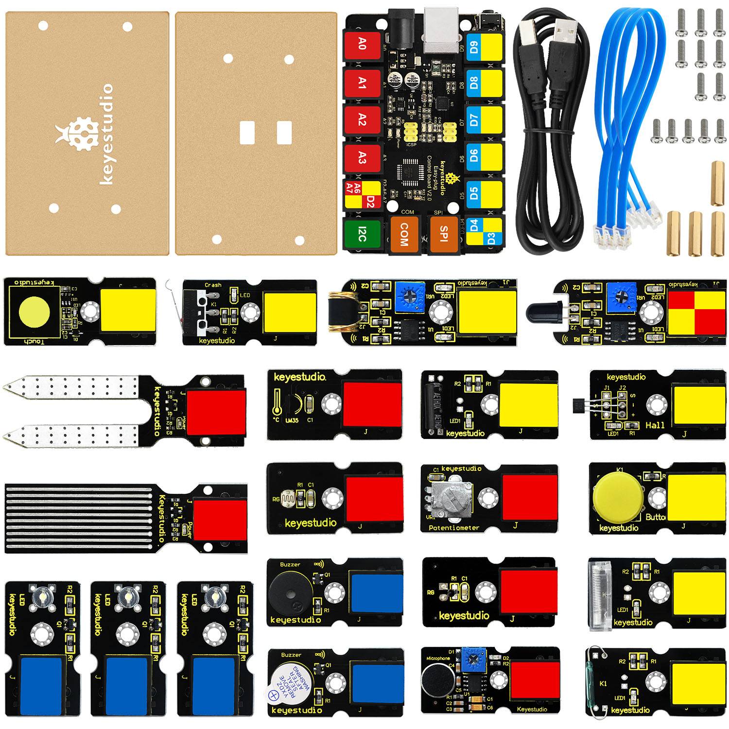 Keyestudio EASY-Plug Starter Learning Kit for Arduino STEAM (21x Modules)