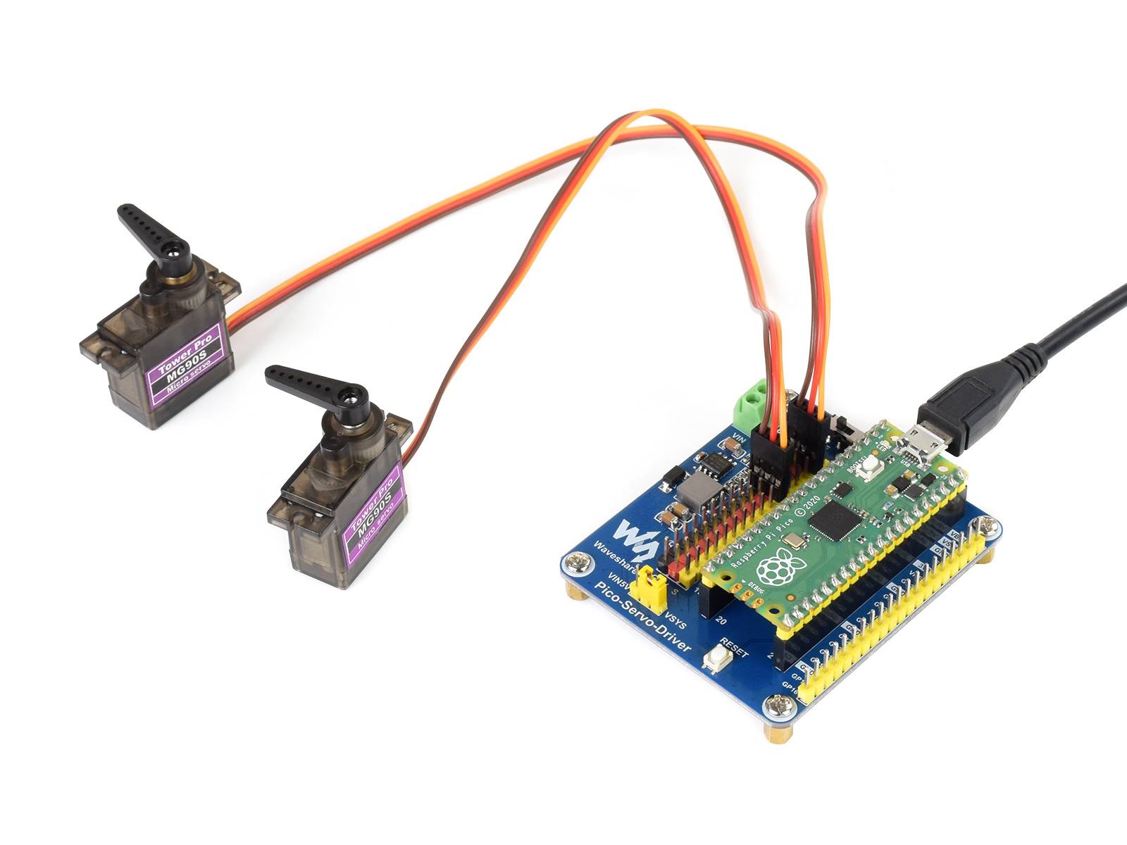 WaveShare Servo Driver Module for Raspberry Pi Pico, 16-ch Outputs, 16-bit Resolution