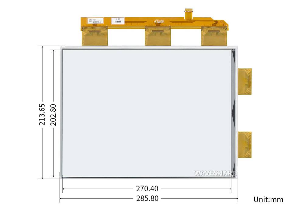 WaveShare 13.3inch e-Paper e-Ink Raw Display, 1600×1200, Black / White, 16 Grey Scales, Parallel Port, Without PCB