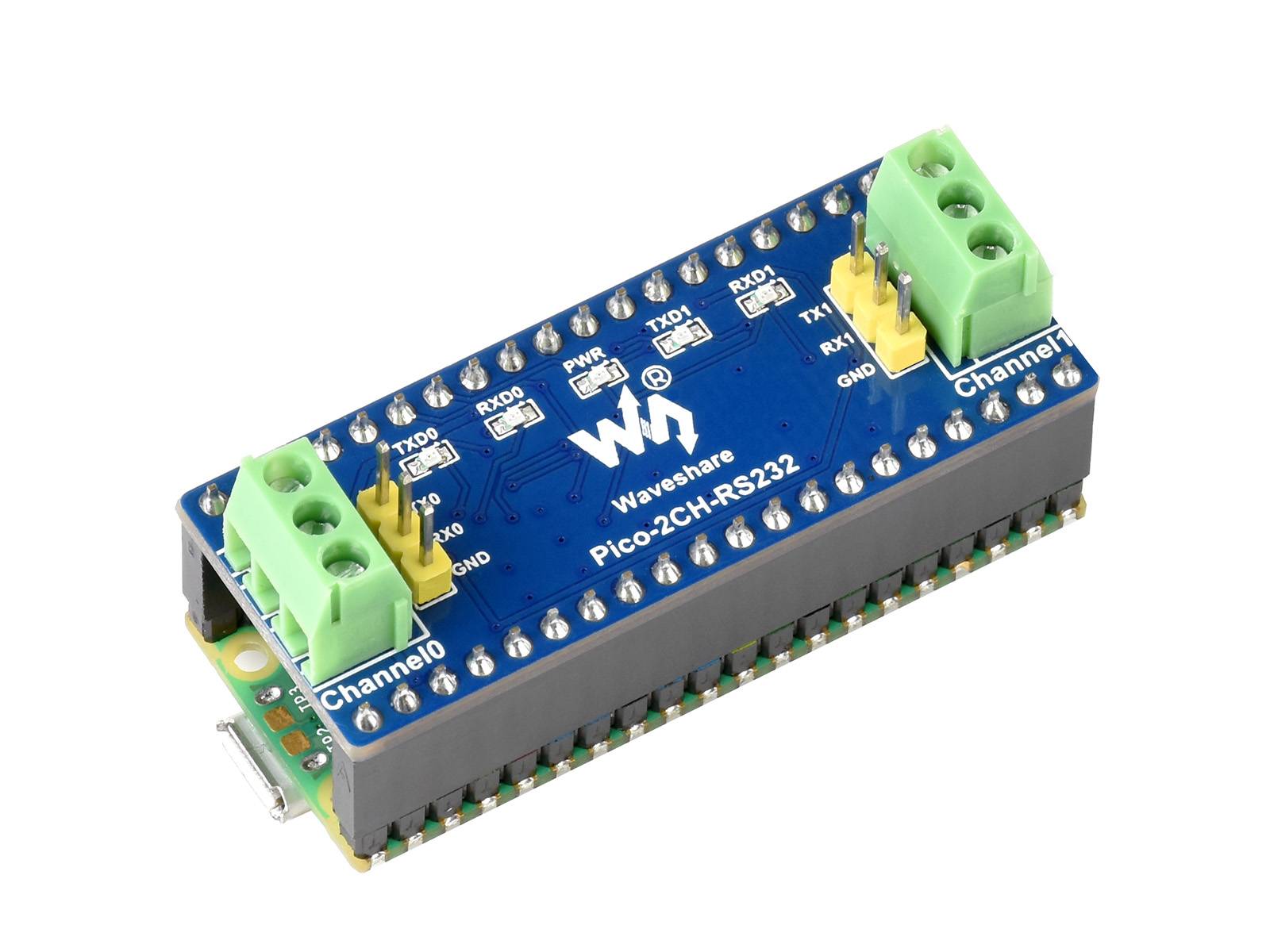 WaveShare 2-Channel RS232 Module for Raspberry Pi Pico, SP3232EEN Transceiver, UART To RS232